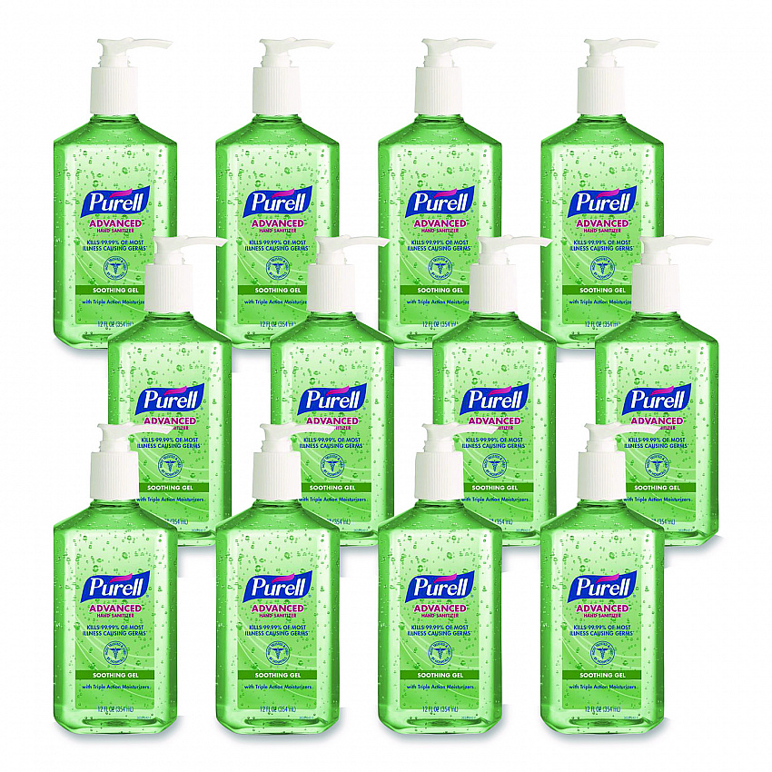 Advanced Hand Sanitizer Soothing Gel, 12 oz Pump Bottle, Fresh Scent, 12/Carton (363912CT)