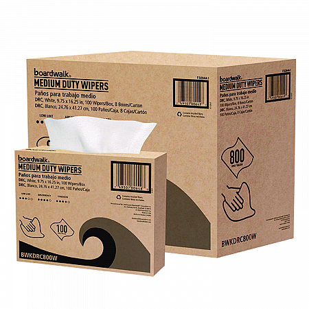 DRC Wipers, 1-Ply, 9.75 x 16.25, White, 100/Box, 8 Boxes/Carton (DRC800W)