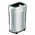 Open Top Trash Can with Wheels, Oval, 13 gal, Plastic/Stainless Steel, Silver (HLS13STVM)