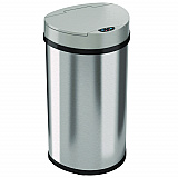Sensor Trash Can, Half-Round Cylinder, 13 gal, Plastic/Stainless Steel, Silver (HLS13HX)