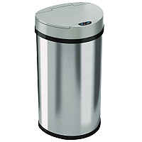 Sensor Trash Can, Half-Round Cylinder, 13 gal, Plastic/Stainless Steel, Silver (HLS13HX)