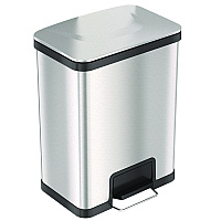 Step Pedal Trash Can with AirStep Technology, 13 gal, Plastic/Stainless Steel, Silver (HLS13SS)