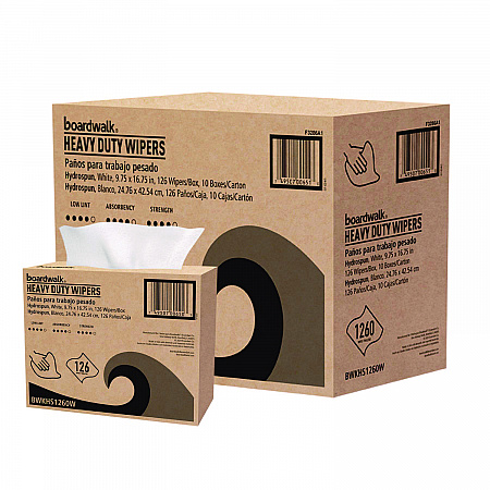 Hydrospun Wipers, 1-Ply, 9.75 x 16.75, White, 126/Box, 10 Boxes/Carton (HS1260W)