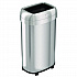 Open Top Trash Can with Wheels, Oval, 16 gal, Plastic/Stainless Steel, Silver (HLS16STVM)