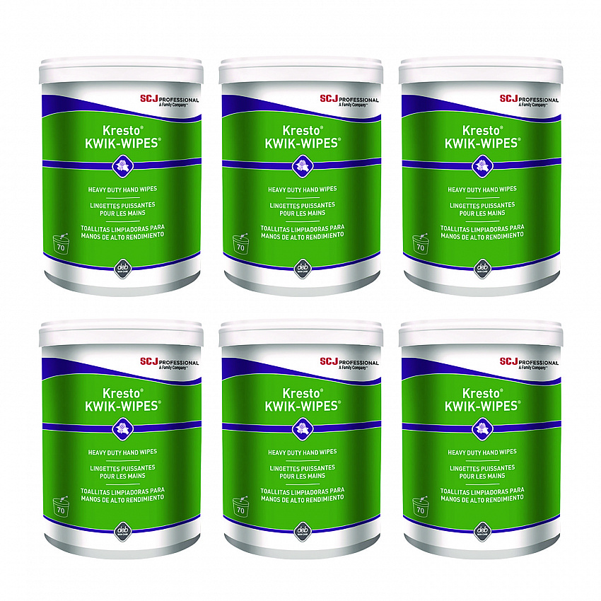 Kresto KWIK-WIPES, Cloth, 1-Ply, 7.9 x 5.7, Citrus, White, 70/Pack, 6 Packs/Carton (KKW70W)