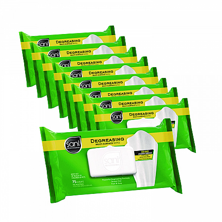 Degreasing Multi-Surface Wipes, 1-Ply, 11.5 x 10, 75, Floral Scent, White, Wipes/Pack, 9 Packs/Carton (A12345)