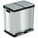 Step Pedal Trash Can and Recycle Bin, 16 gal, Plastic/Stainless Steel, Silver (HLSS16R)