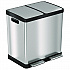 Step Pedal Trash Can and Recycle Bin, 16 gal, Plastic/Stainless Steel, Silver (HLSS16R)