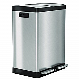 Fire-Resistant Step Pedal Trash Can and Recycle Bin, 16 gal, Plastic/Stainless Steel, Silver (HLSS16RFR)