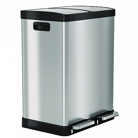 Fire-Resistant Step Pedal Trash Can and Recycle Bin, 16 gal, Plastic/Stainless Steel, Silver (HLSS16RFR)