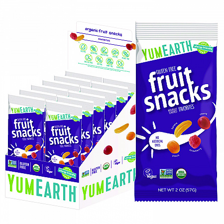 Organic Fruit Snacks, Assorted Flavors, 2 oz Bag, 12/Carton (22002288)