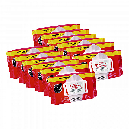 No-Rinse Sanitizing Multi-Surface Wipes, 1-Ply, 8 x 9, Unscented, White, 72 Wipes/Pack, 12 Packs/Carton (M30472)