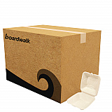 Bagasse PFAS-Free Food Containers, 6 x 6 x 3.19, Tan, Sugarcane, 500/Carton (HINGE66NPFA)