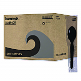 Heavyweight Wrapped Polystyrene Cutlery, Spoon, Plastic, Black, 1,000/Carton (TSHWPSBIW)