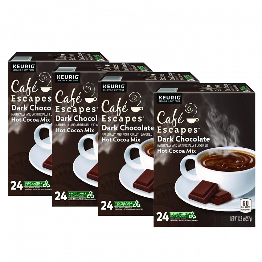 Dark Chocolate Hot Cocoa K-Cups, 24/Box, 4 Box/Carton (6802CT)