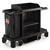 Premium Housekeeping Cart, Plastic, 1 Shelf, 24 x 62.13 x 49.75, Black (HKC2000)