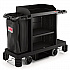 Premium Housekeeping Cart, Plastic, 1 Shelf, 24 x 62.13 x 49.75, Black (HKC2000)