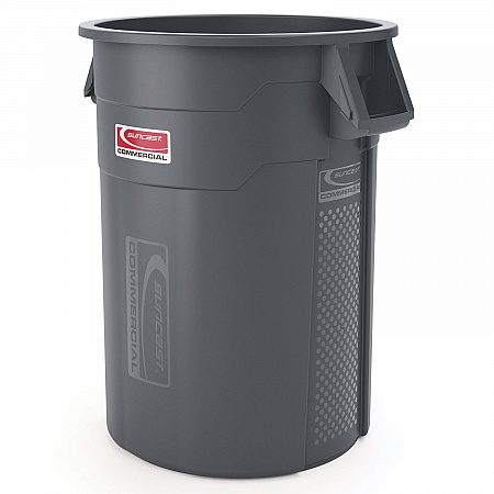 Utility Trash Can, 56.9 gal, Plastic, Gray (TCU55)