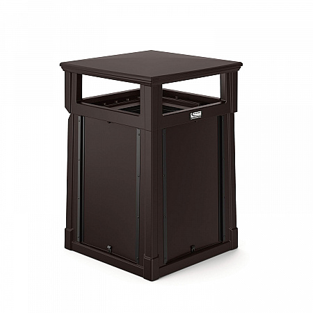 Resin Customizable Garbage Can with Covered Lid, 34.4 gal, Plastic, Java (RMCC3501)