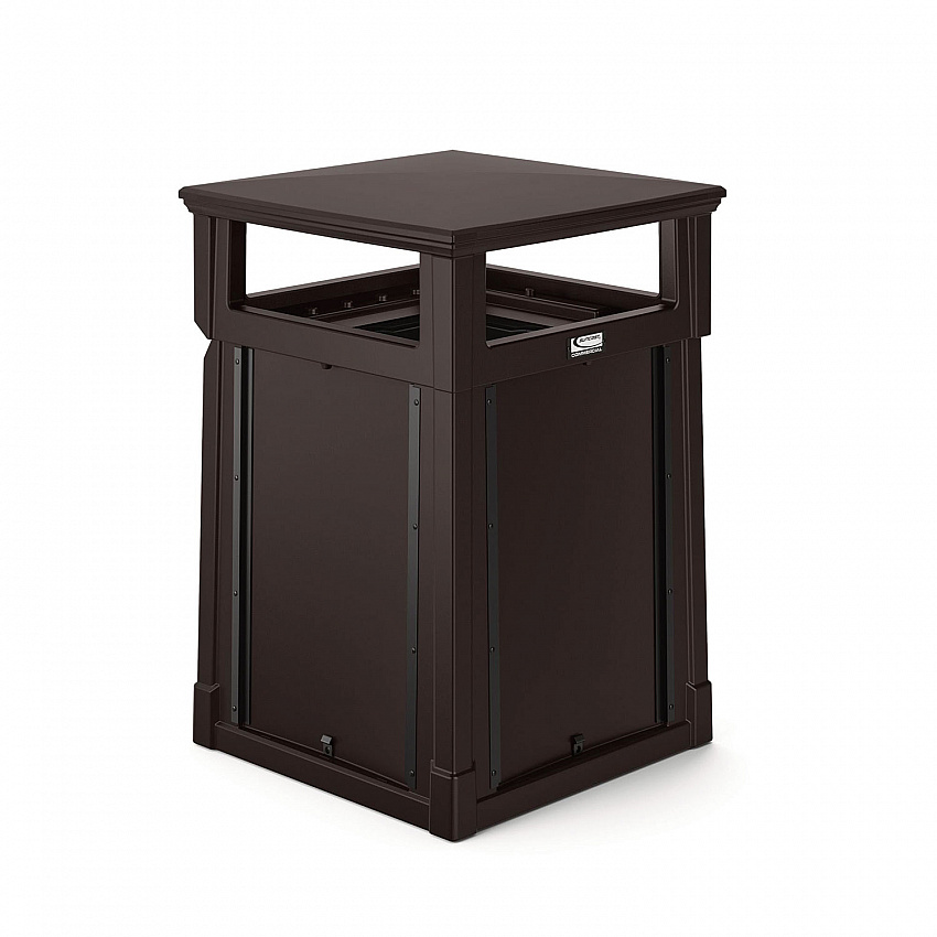 Resin Customizable Garbage Can with Covered Lid, 34.4 gal, Plastic, Java (RMCC3501)
