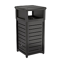 Outdoor Decorative Metal Square Trash Can with Two-Way Lid, 29 gal, Plastic, Black (MTCSQ300)