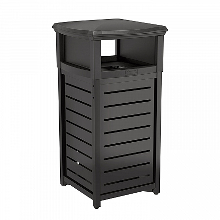 Outdoor Decorative Metal Square Trash Can with Two-Way Lid, 29 gal, Plastic, Black (MTCSQ300)