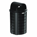 Outdoor Decorative Metal Trash Can with Roto-Molded Lid, 35.38 gal, Plastic, Black (MTCRND3501)