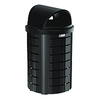 Outdoor Decorative Metal Trash Can with Roto-Molded Lid, 35.38 gal, Plastic, Black (MTCRND3501)