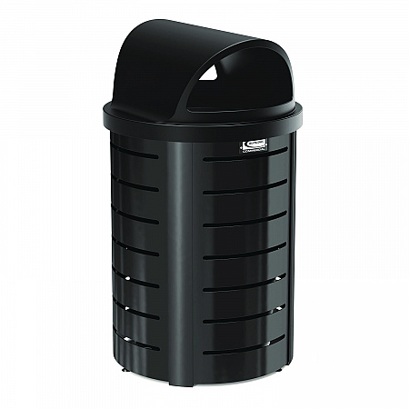 Outdoor Decorative Metal Trash Can with Roto-Molded Lid, 35.38 gal, Plastic, Black (MTCRND3501)