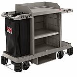 Partially Assembled Premium Housekeeping Cart, Plastic, 1 Shelf, 24 x 62.13 x 49.75, Platinum (HKC2052)