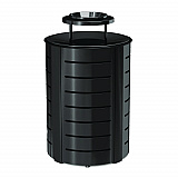 Outdoor Decorative Metal Trash Can with Metal Lid with Ash Bonnet, 35.38 gal, Metal, Black (MTCRND3502)