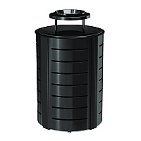 Outdoor Decorative Metal Trash Can with Metal Lid with Ash Bonnet, 35.38 gal, Metal, Black (MTCRND3502)