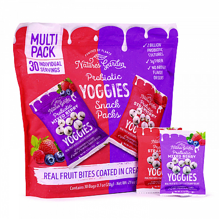 Probiotic Yoggies Variety Snack Pack, Assorted Flavors, 0.7 oz Bag, 30/Carton (22002303)