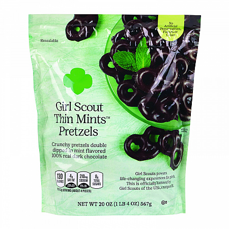 Thin Mints Pretzels, Mint Chocolate, 20 oz Bag (22002340)