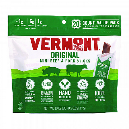 Original Flavor Mini Snack Sticks, Beef, 0.5 oz Individually Wrapped, 20/Carton (22002353)