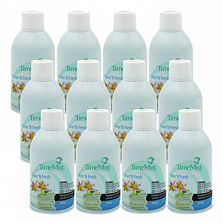 Premium Metered Air Freshener Refill, Clean N Fresh, 7.1 oz Aerosol Spray, 12/Carton (1042771)