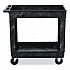 Heavy-Duty Flat-Handle Maintenance/Utility Cart, Plastic, 2 Shelves, 500 lb Capacity, 34.13