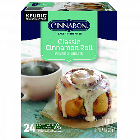 Cinnabon Classic Cinnamon Roll Coffee K-Cups, 24/Box (6305)