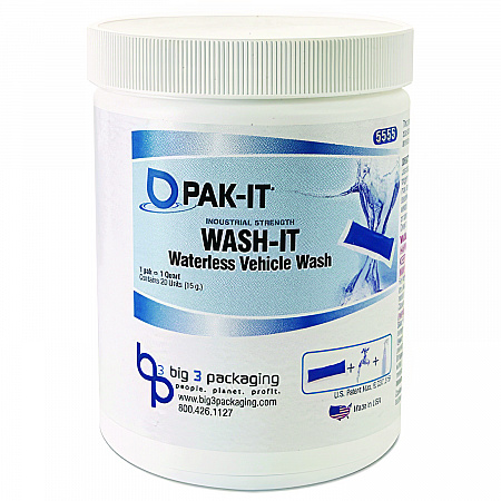 Wash It Waterless Vehicle Wash, Breezy Scent, 20 Water-Soluble Packets/Jar, 12/Carton (5555202240CT)