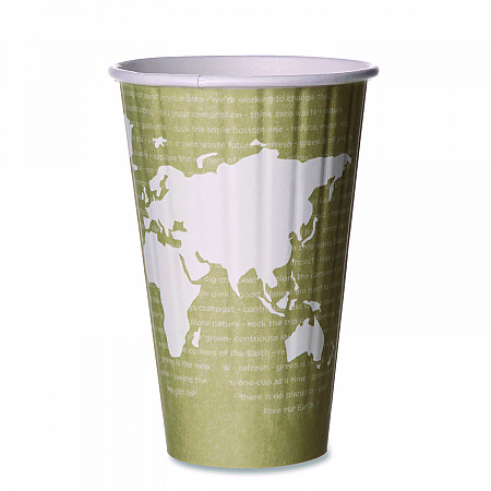 World Art Renewable and Compostable Insulated Hot Cups, 16 oz, Paper, Brown/White, 40/Pack, 15 Packs/Carton (EPBNHC16WD)