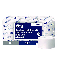 Advanced Coreless High Capacity Bath Tissue, 2-Ply, White, 1,000 Sheets/Roll, 12 Rolls/Carton (472881)