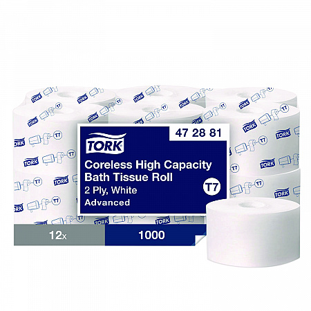 Advanced Coreless High Capacity Bath Tissue, 2-Ply, White, 1,000 Sheets/Roll, 12 Rolls/Carton (472881)