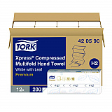 Xpress Compressed Multifold Hand Towels, 1-Ply, 8.3 x 9.45, White, 200/Pack, 12 Packs/Carton (420590)