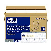 Xpress Compressed Multifold Hand Towels, 1-Ply, 8.3 x 9.45, White, 200/Pack, 12 Packs/Carton (420590)