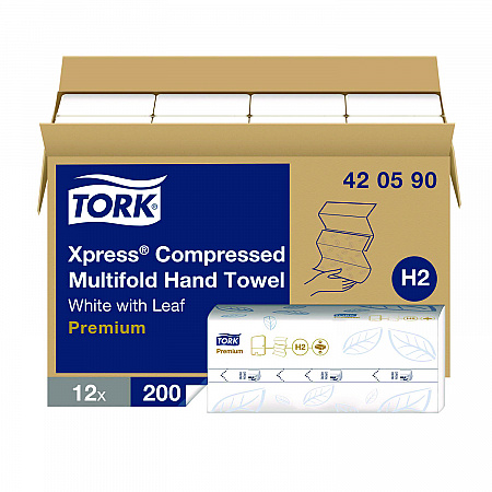 Xpress Compressed Multifold Hand Towels, 1-Ply, 8.3 x 9.45, White, 200/Pack, 12 Packs/Carton (420590)