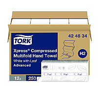 Xpress Compressed Multifold Hand Towels, 1-Ply, 8.3 x 9.25, White, 250/Pack, 12 Packs/Carton (424834)