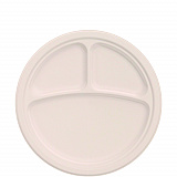 Compostable Molded Fiber Dinnerware, ProPlanet Seal, 3-Compartment Plate, 10.2" dia, Natural, 500/Carton (10FBRP3)