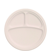 Compostable Molded Fiber Dinnerware, ProPlanet Seal, 3-Compartment Plate, 10.2" dia, Natural, 500/Carton (10FBRP3)