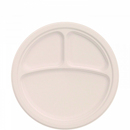 Compostable Molded Fiber Dinnerware, ProPlanet Seal, 3-Compartment Plate, 10.2