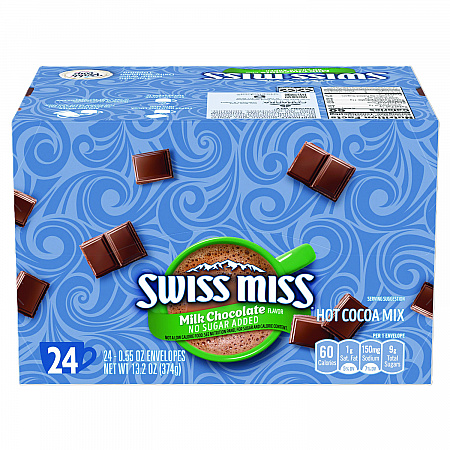 Hot Cocoa Mix, No Sugar Added, 24 Packets/Box (55584)